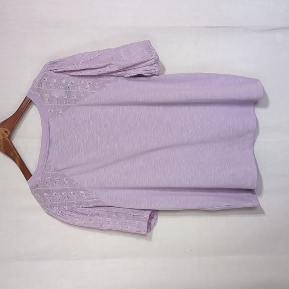 Como Vintage Light Purple Eyelet Sleeve Tee Size Extra Large - Picture 5 of 5